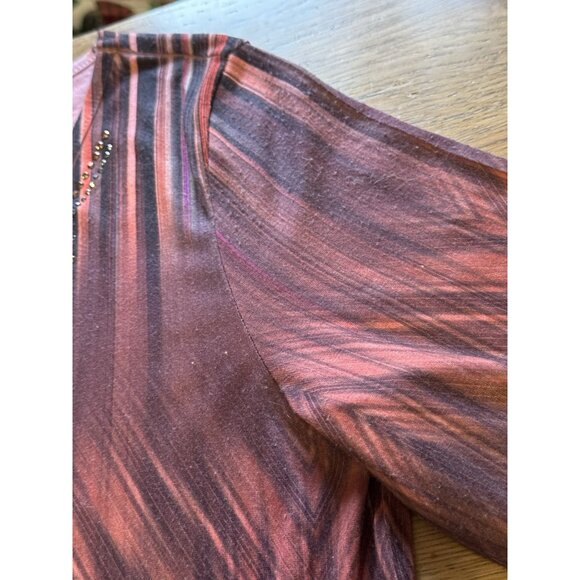 One World Live & Let Live Tunic Top Size Small Stretch Hi-Low Embellished Modern - Picture 7 of 15